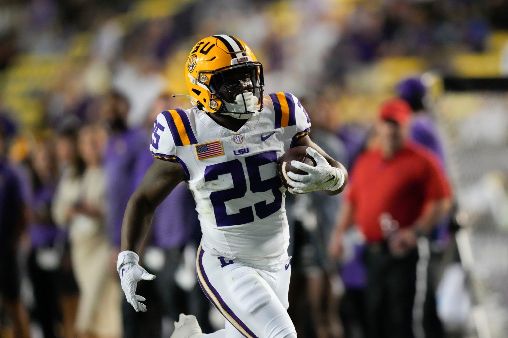 LSU running back Trey Holly (25) carrying the football during a college football game against Army, Baton Rouge, Oct 21 2023.