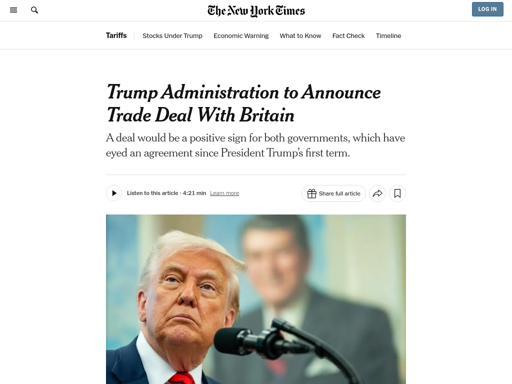 Trump Administration to Announce Trade Deal With Britain - EVOL - Evol News
