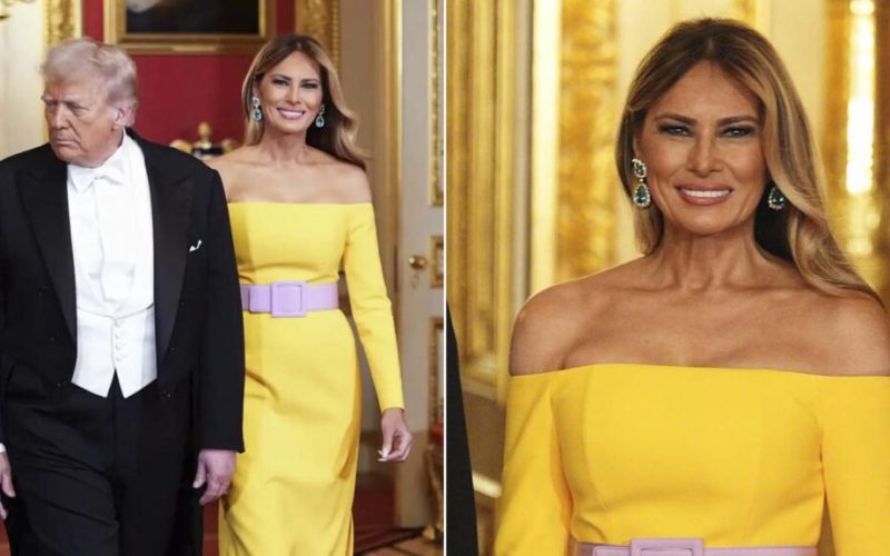 Photos: Melania Trump Stuns in Bold Yellow Gown at U.K. State Banquet   – EVOL